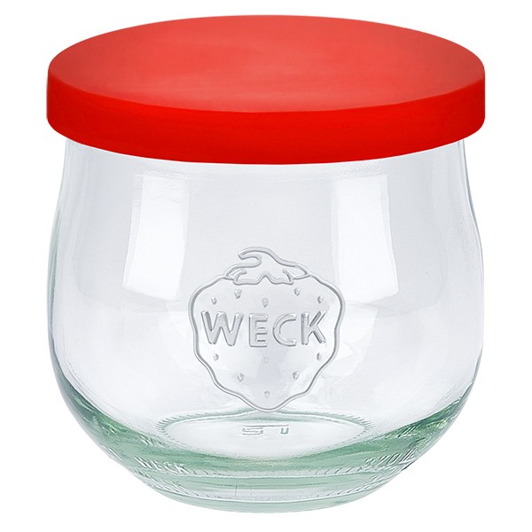 WECK Tulpenglas 370ml + Silikondeckel rot